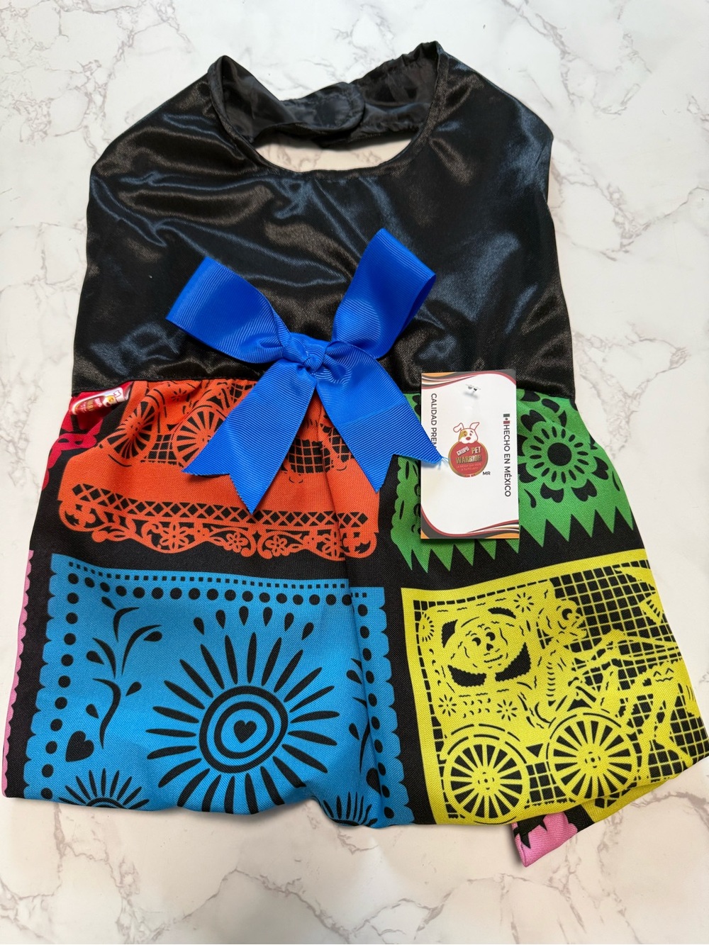 Pet Warrior Dog / Cat Black Multicolor Fiesta pet custome Papel Picado .